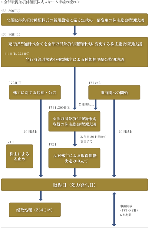 全部取得条項付種類株式スキームの手続の流れ